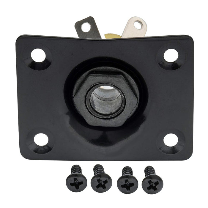 musiclily basic 1 4 inch 6 35mm rectangle guitar loaded jack socket plate for lp tele style electric guitar m198p