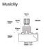 Dimensions of musiclily basic 500k metric coarse 18 spline split short shaft pots audio linear taper potentiometers for electric guitar bass m597 2