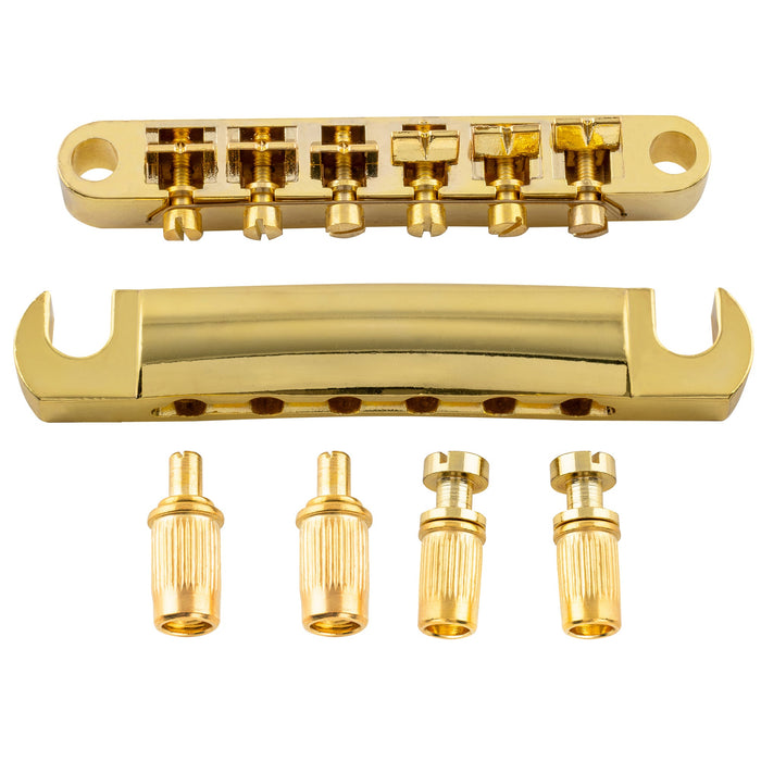 Musiclily Basic 10.4mmピッチ 10.5mmピッチ ABR-1 Tune-O-Matic チューンオートマチック ブリッジとストップテイルピースセット LPスタイルなエレキギター用 クローム