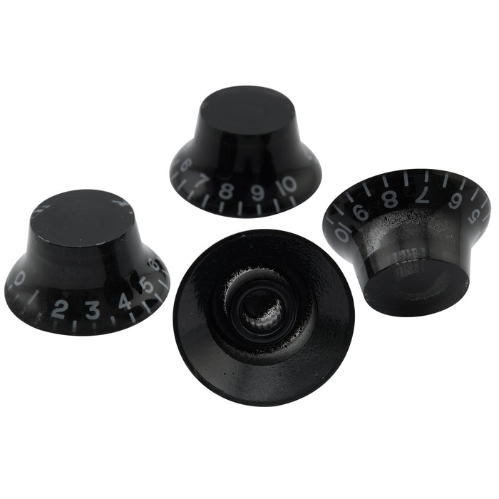 Perillas Musiclily Basic Metric Coarse de 18 ranuras con forma de campana y sombrero de copa, control de volumen y tono para guitarra eléctrica Epiphone LP SG Style (juego de 4)