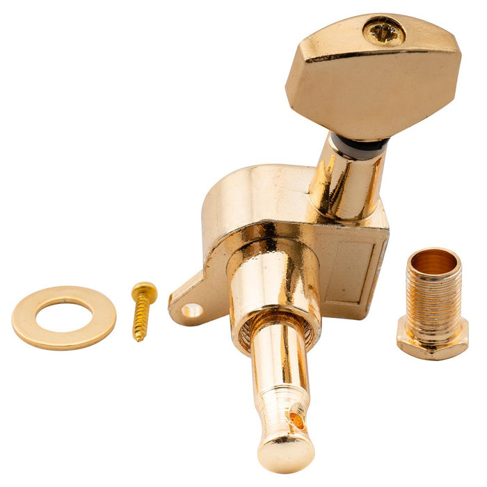 Musiclily Basic R15A Singolo Rapporto 15:1 Testata Macchina Intera Sigillata per Accordatura Lato Basso con Pulsante Esagonale per Chitarra Elettrica Stile Strat Tele