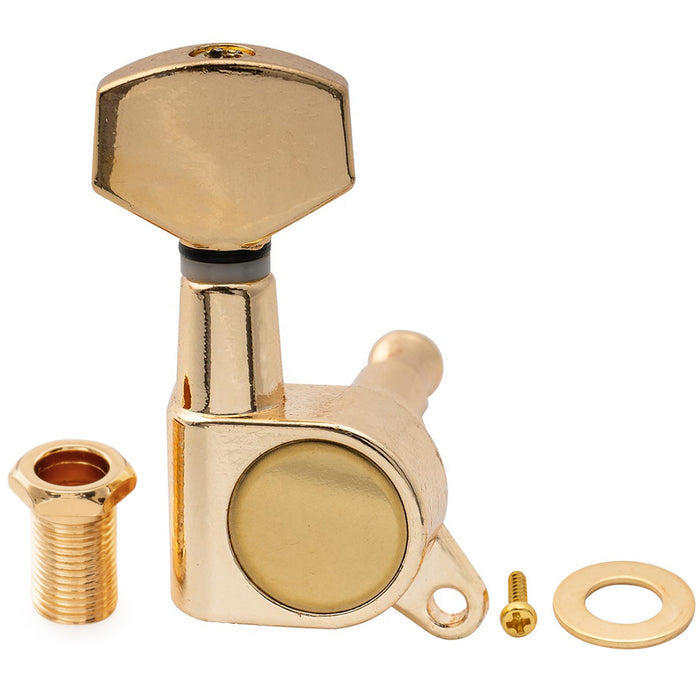 Musiclily Basic R15A Singolo Rapporto 15:1 Testata Macchina Intera Sigillata per Accordatura Lato Basso con Pulsante Esagonale per Chitarra Elettrica Stile Strat Tele