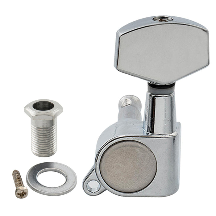 Musiclily Basic R15A Singolo Rapporto 15:1 Testata Macchina Intera Sigillata per Accordatura Lato Treble con Pulsante Esagonale Grande per Chitarra Acustica Elettrica