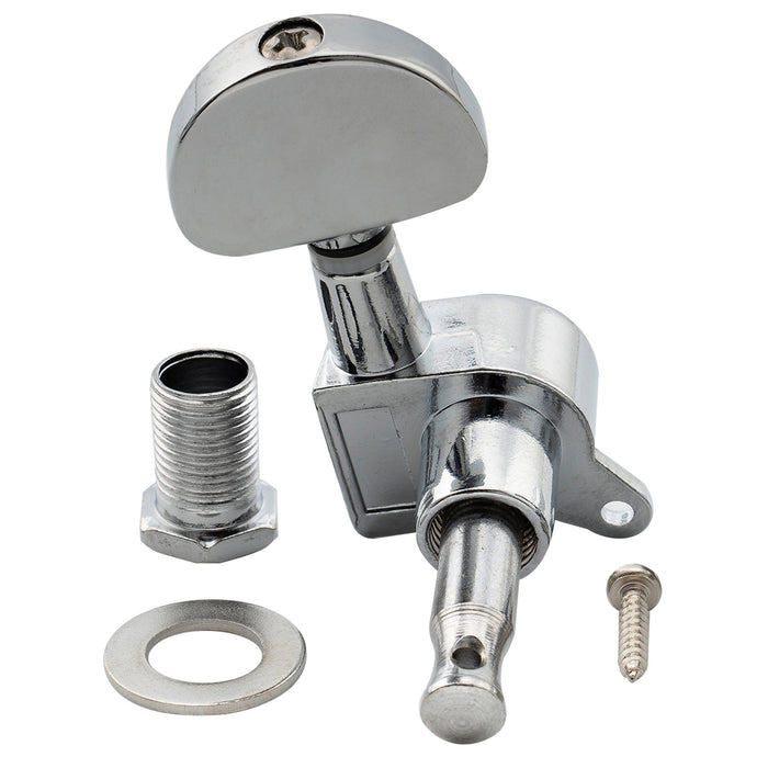 Musiclily Basic R15A Singolo Rapporto 15:1 Testata Macchina Intera Sigillata per Accordatura Lato Treble con Pulsante a Mezzaluna per Chitarra Acustica Elettrica