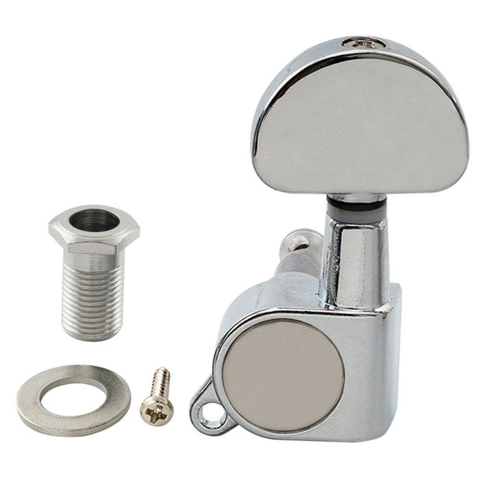 Musiclily Basic R15A Singolo Rapporto 15:1 Testata Macchina Intera Sigillata per Accordatura Lato Treble con Pulsante a Mezzaluna per Chitarra Acustica Elettrica