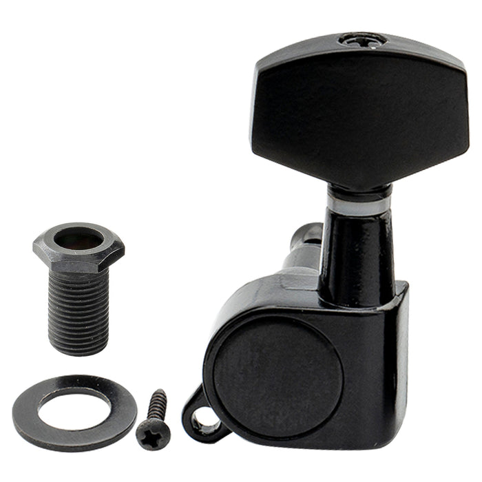 Musiclily Basic R15A Singolo Rapporto 15:1 Testata Macchina Intera Sigillata per Accordatura Lato Treble con Pulsante Esagonale Grande per Chitarra Acustica Elettrica