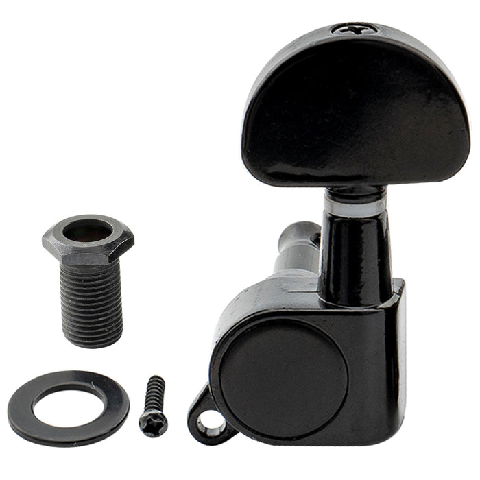 Musiclily Basic R15A Singolo Rapporto 15:1 Testata Macchina Intera Sigillata per Accordatura Lato Treble con Pulsante a Mezzaluna per Chitarra Acustica Elettrica