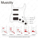 Dimensions of musiclily basic pre wired loaded st hss pickguard with ceramic pickups for strat style electric guitar m766p