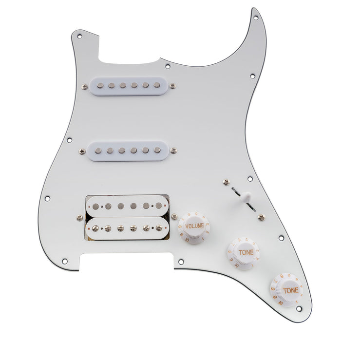 musiclily basic pre wired loaded st hss pickguard with ceramic pickups for strat style electric guitar m766p