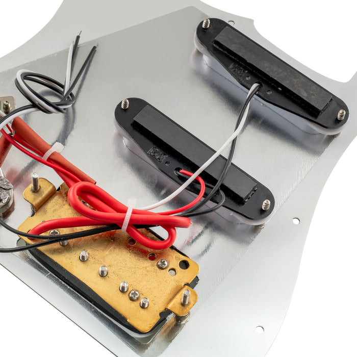 details of musiclily basic pre wired loaded st hss pickguard with ceramic pickups for strat style electric guitar m766p