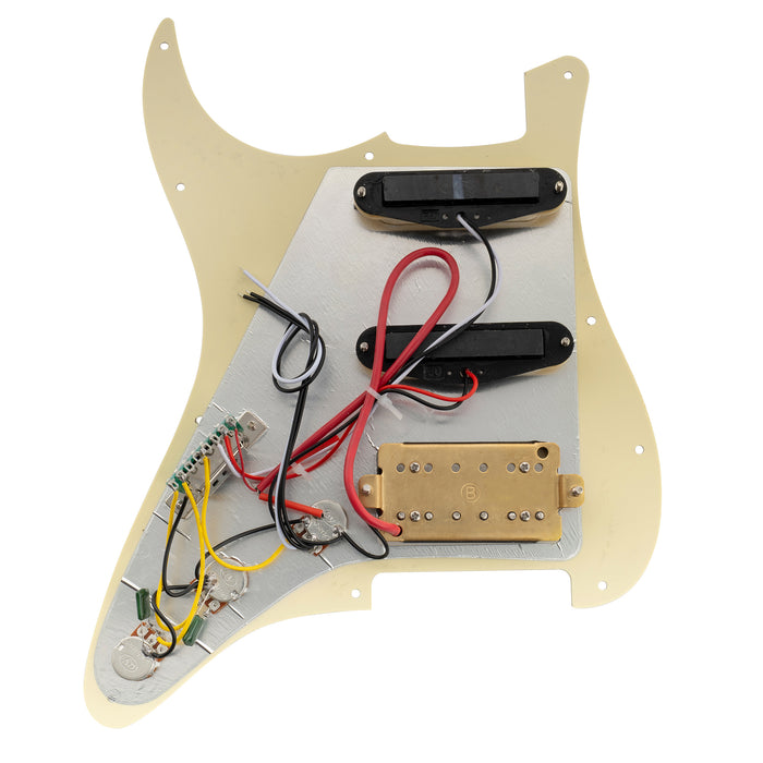 Musiclily Basic Pre-wired Loaded ST-HSS Pickguard with Ceramic Pickups for Strat Style Electric Guitar