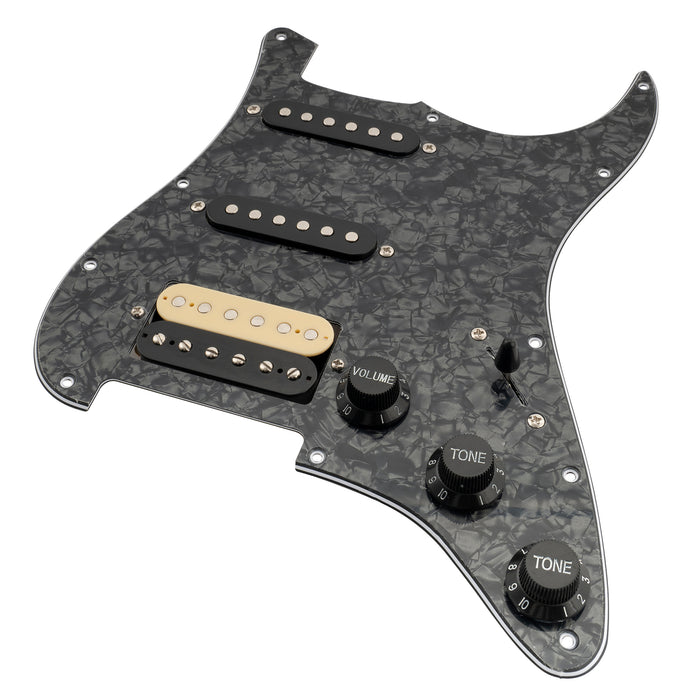 Musiclily Basic Pre-wired Loaded ST-HSS Pickguard with Ceramic Pickups for Strat Style Electric Guitar