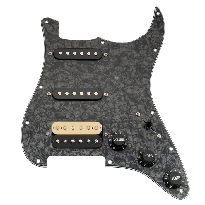 Musiclily Basic Pre-wired Loaded ST-HSS Pickguard with Ceramic Pickups for Strat Style Electric Guitar