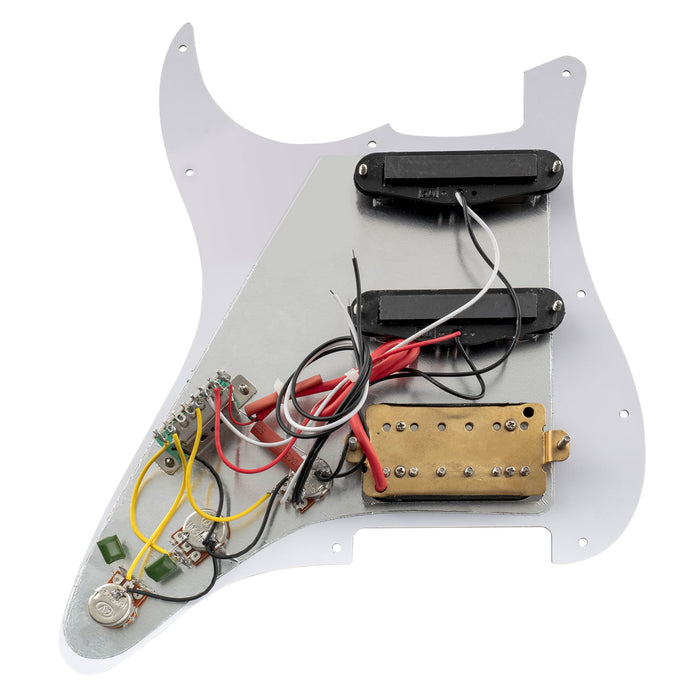 Musiclily Basic Pre-wired Loaded ST-HSS Pickguard with Ceramic Pickups for Strat Style Electric Guitar