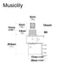 Dimensions of musiclily basic 500k metric coarse 18 spline split short shaft pots push pull audio linear taper potentiometers for electric guitar bass m907 2