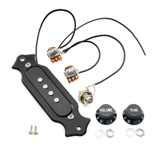 musiclily basic pre wired sound hole single coil pickup wiring harness for 4 string cigar box guitar mx0016