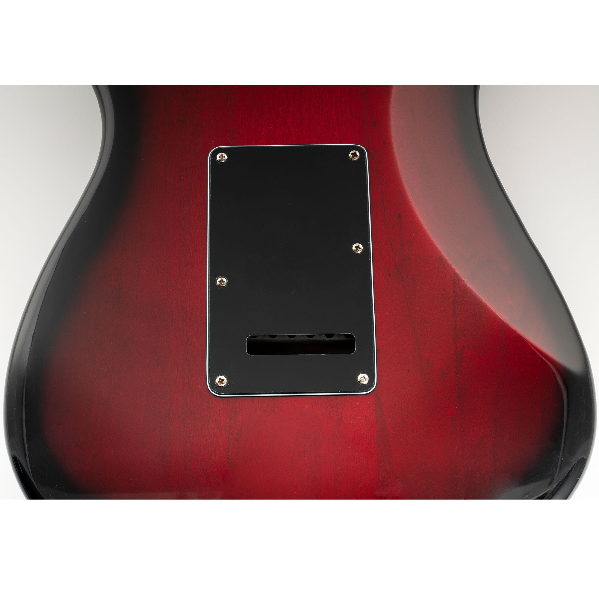 detail of musiclily pro sss 11 hole strat guitar pickguard and backplate set for fender usa mexican standard strat modern style 1 3 4ply mx0111mx0021p