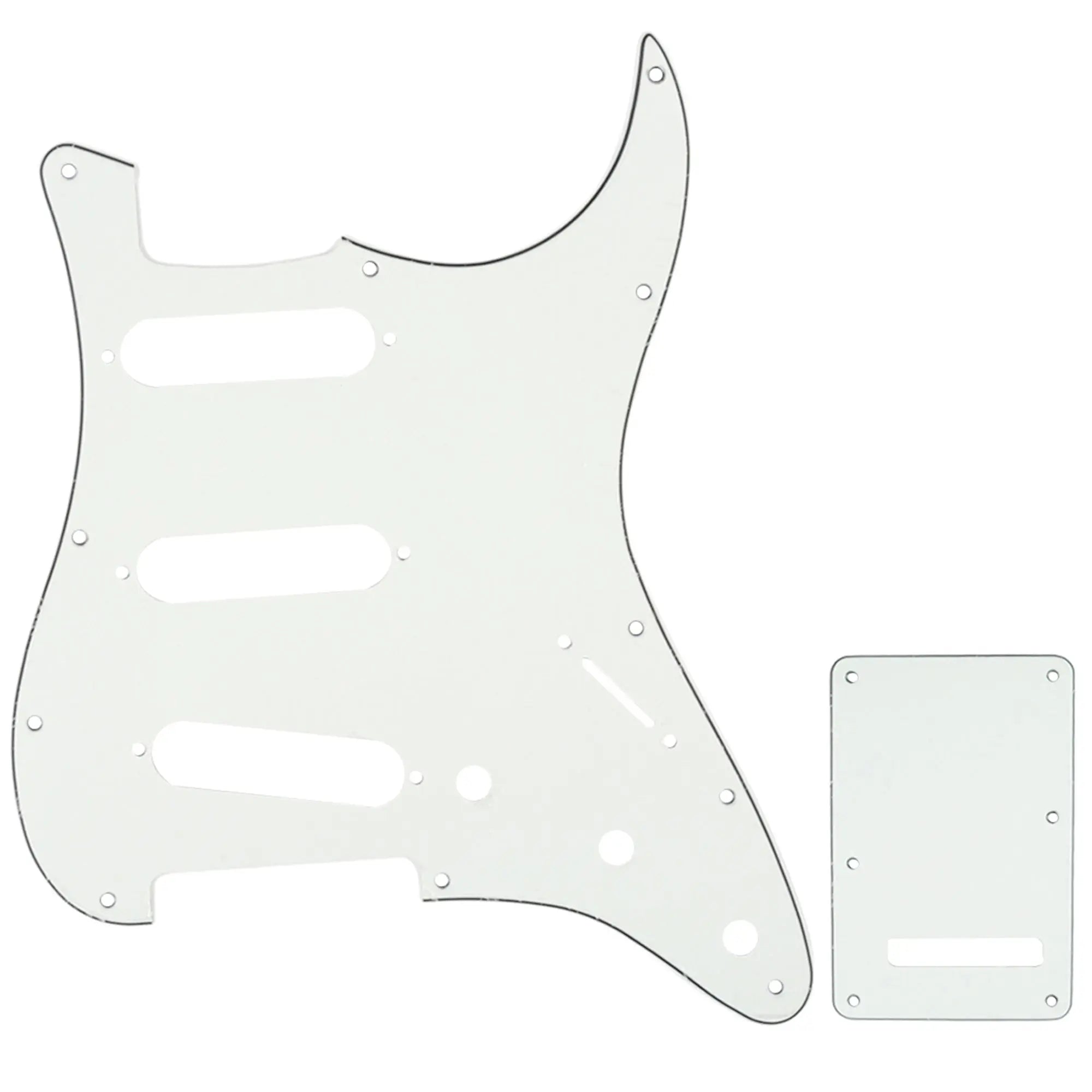 musiclily pro sss 11 hole strat guitar pickguard and backplate set for fender usa mexican standard strat modern style 1 3 4ply mx0111mx0021p