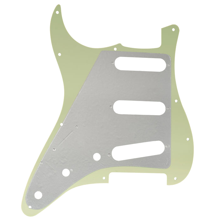 Wholesale-Musiclily Pro SSS 11-Loch Strat Gitarren-Pickguard für Fender USA/Mexiko Standard Strat Modern Style, 3-lagig Vintage Mintgrün
