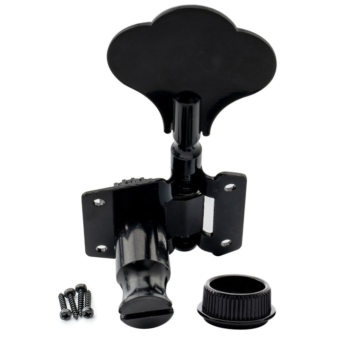 Musiclily Basic Singolo Rapporto 24:1 Testata Macchina a Ingranaggi Aperti Lato Basso con Pulsante a Quadrifoglio per Basso Elettrico Stile Ibanez