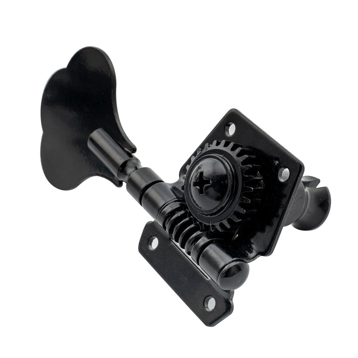 Musiclily Basic Singolo Rapporto 24:1 Testata Macchina a Ingranaggi Aperti Lato Basso con Pulsante a Quadrifoglio per Basso Elettrico Stile Ibanez