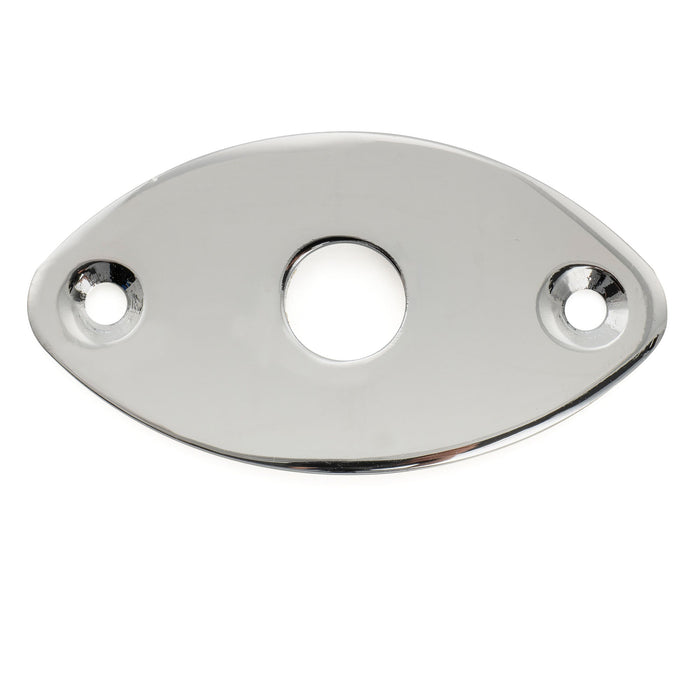 Musiclily Basic Steel Curved Oval Jack Plate for Electric Guitar Bass, Chrome (Set of 2)