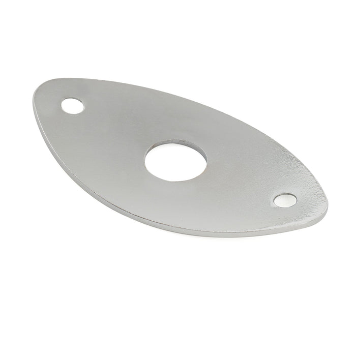 Musiclily Basic Steel Curved Oval Jack Plate for Electric Guitar Bass, Chrome (Set of 2)