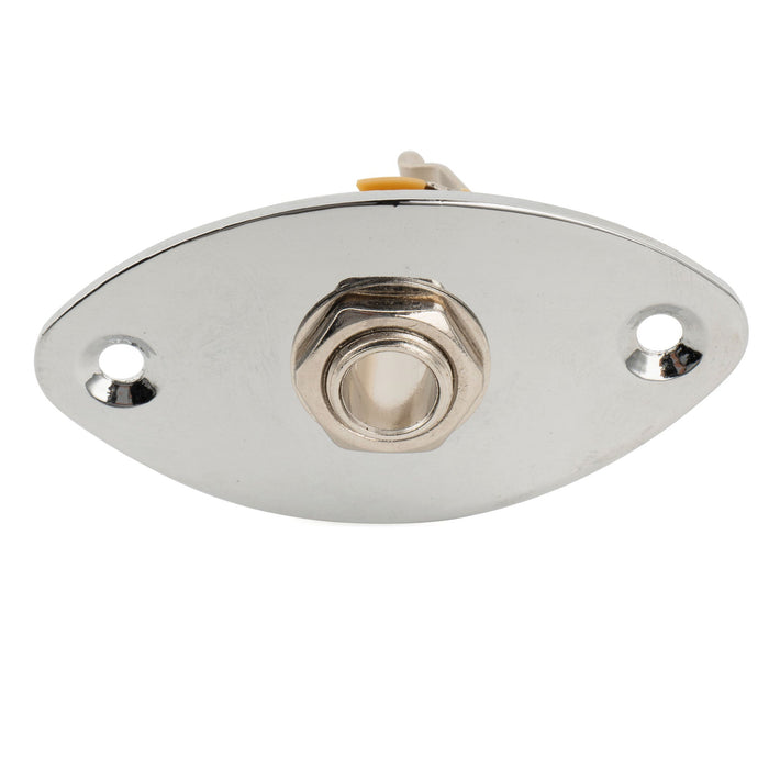 Musiclily ベーシック スチール 1/4インチ 6.35mm オーバル ギタージャックソケットプレート エレキギター用, クローム (2個セット)