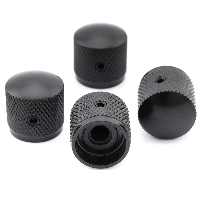 Perillas de control Musiclily Basic Coarse de 18 estrías de acero moleteadas con juego de tornillos para guitarra eléctrica o bajo (18 x 18 mm, juego de 4)