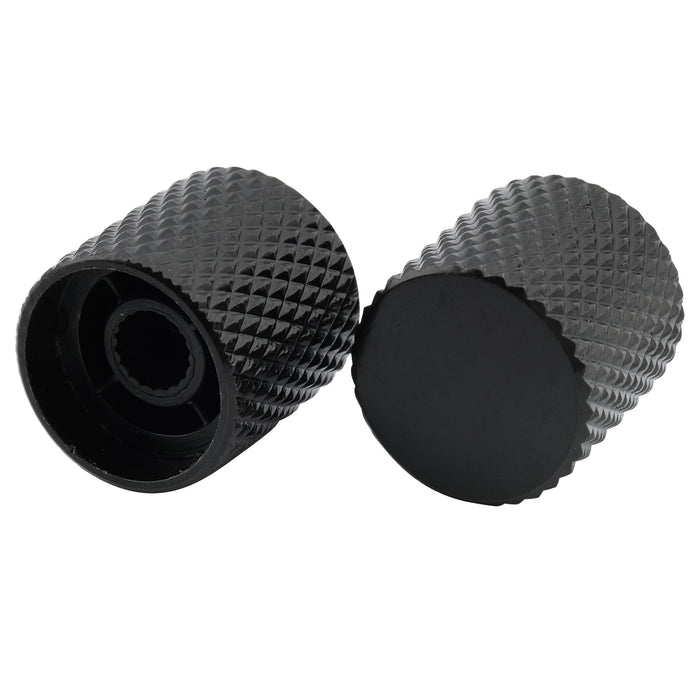 detail of musiclily basic coarse 18 splines steel flat top knurled control knobs for electric guitar or bass 18 18mm mx0675 4p
