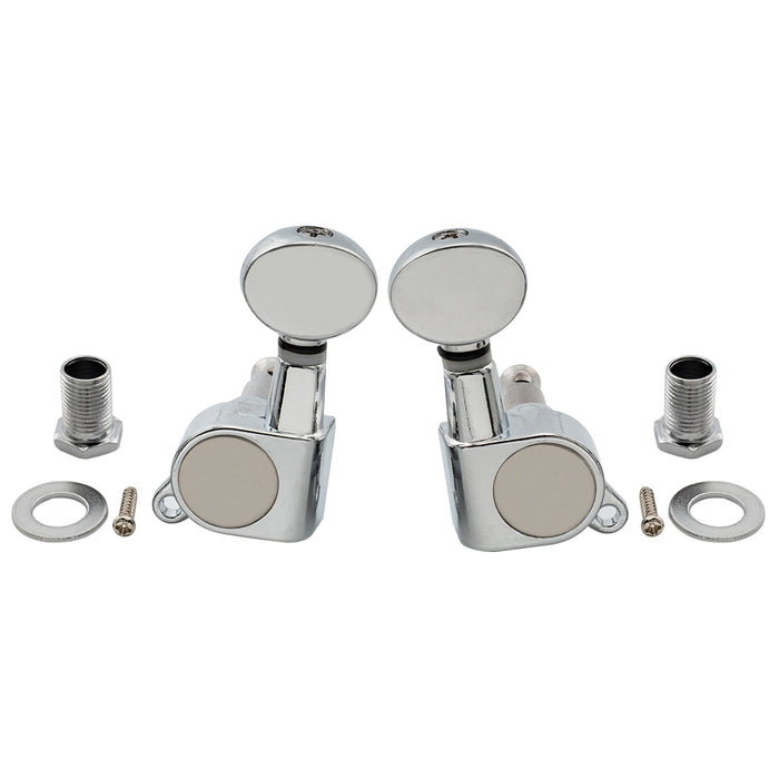 Musiclily Basic R15A 3R3L 15:1比率 完全密封ペグ チューナー ヘッド キー ヴィンテージオーバルボタン付き アコースティック/エレキギター用