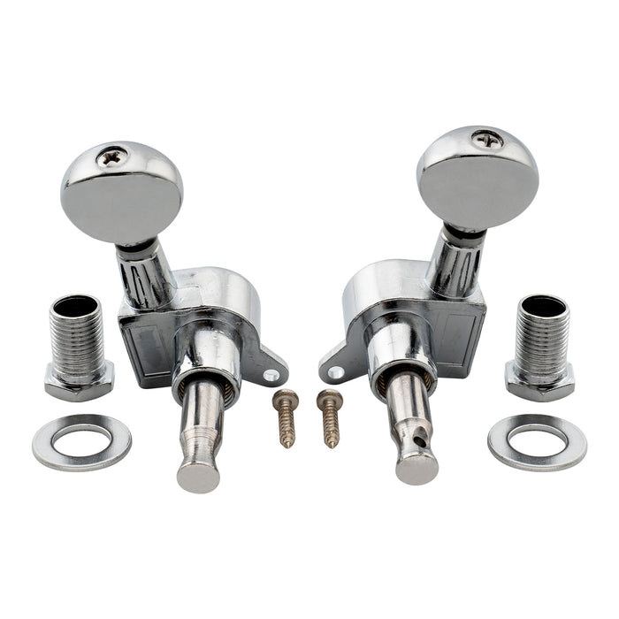 Musiclily Basic R15A 3R3L 15:1比率 完全密封ペグ チューナー ヘッド キー ヴィンテージオーバルボタン付き アコースティック/エレキギター用