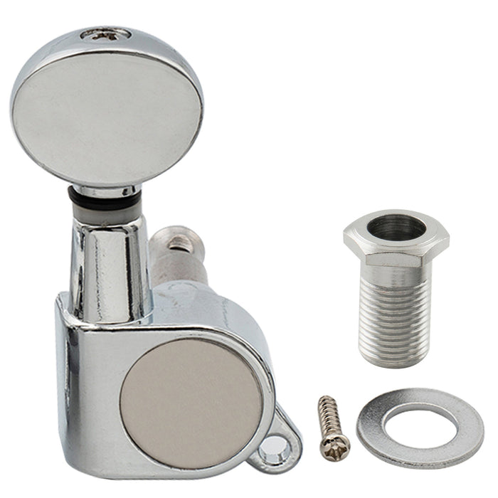 Musiclily ベーシック R15A シングル 15:1 比率 完全密封 機械ヘッド ベースサイド チューナー チューニングペグキー ヴィンテージオーバルボタン アコースティックエレキギター用