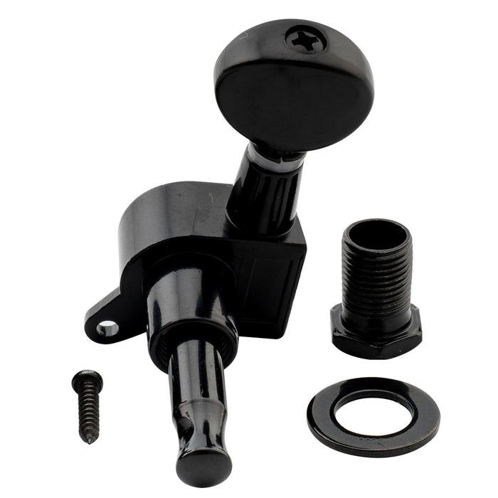 Musiclily ベーシック R15A シングル 15:1 比率 完全密封 機械ヘッド ベースサイド チューナー チューニングペグキー ヴィンテージオーバルボタン アコースティックエレキギター用