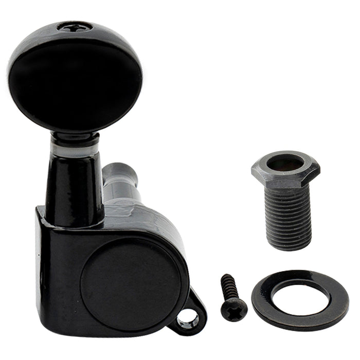 Musiclily ベーシック R15A シングル 15:1 比率 完全密封 機械ヘッド ベースサイド チューナー チューニングペグキー ヴィンテージオーバルボタン アコースティックエレキギター用