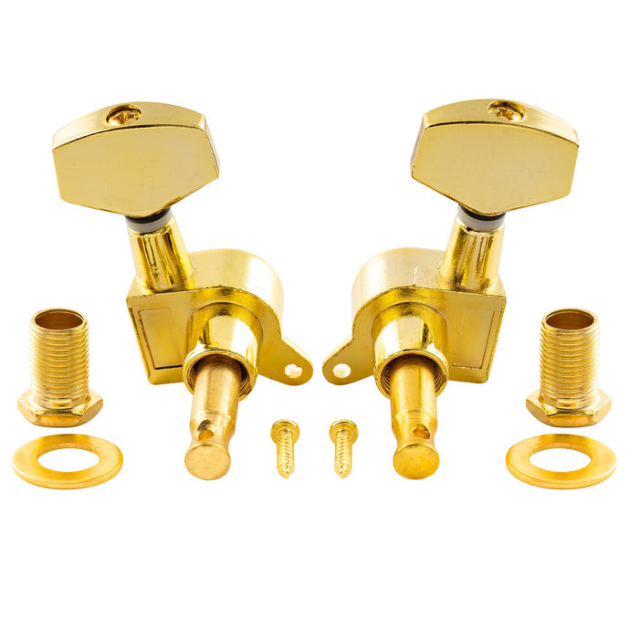 3R3L 15:1 Rapporto Testine Mucchio Completo Sigillato per Chiavi di Accordatura Chitarra Acustica/Elettrica 45 Gradi Viti Regolatori Punte, Grande Pulsante Esagono