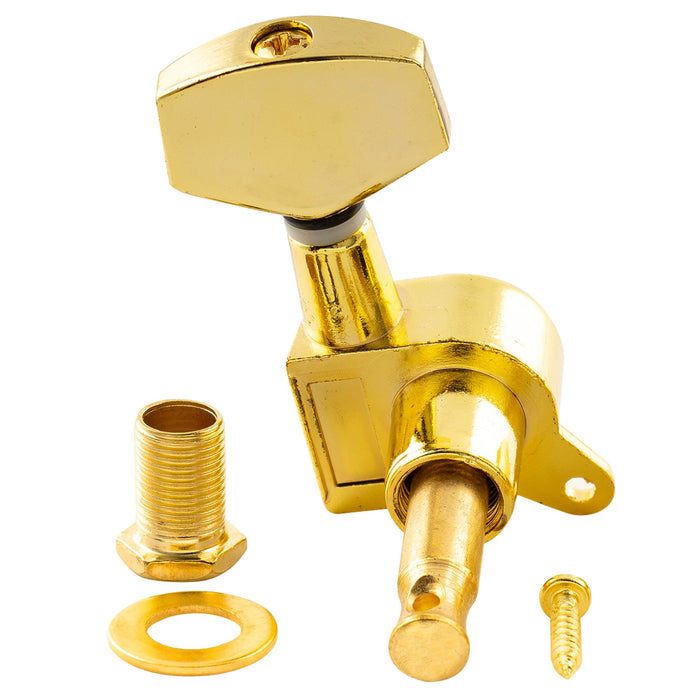 Musiclily Basic R15A Singolo Rapporto 15:1 Testata Macchina Intera Sigillata per Accordatura Lato Treble con Pulsante Esagonale Grande per Chitarra Acustica Elettrica