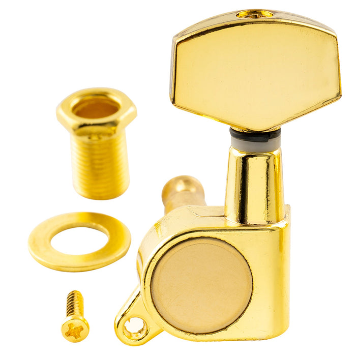 Musiclily Basic R15A Singolo Rapporto 15:1 Testata Macchina Intera Sigillata per Accordatura Lato Treble con Pulsante Esagonale Grande per Chitarra Acustica Elettrica