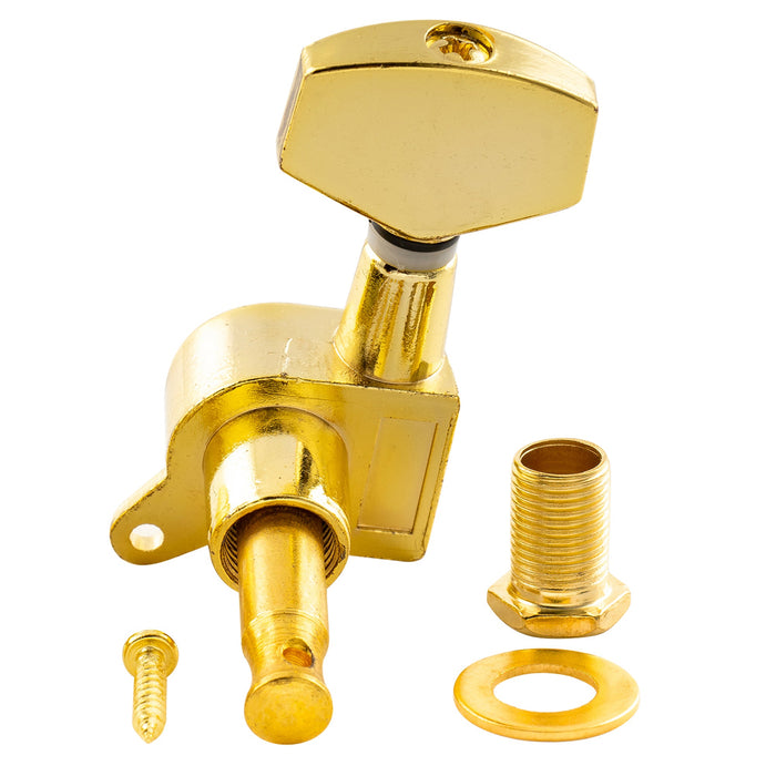 Musiclily Basic R15A Singolo Rapporto 15:1 Testata Macchina Intera Sigillata per Accordatura Lato Basso con Pulsante Esagonale Grande per Chitarra Acustica Elettrica