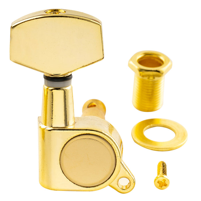 Musiclily Basic R15A Singolo Rapporto 15:1 Testata Macchina Intera Sigillata per Accordatura Lato Basso con Pulsante Esagonale Grande per Chitarra Acustica Elettrica