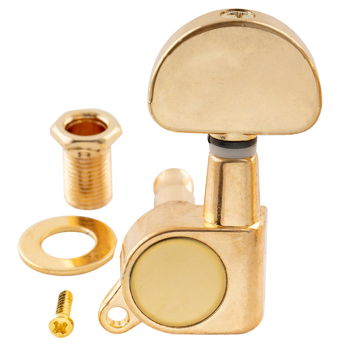 Musiclily Basic R15A Singolo Rapporto 15:1 Testata Macchina Intera Sigillata per Accordatura Lato Treble con Pulsante a Mezzaluna per Chitarra Acustica Elettrica