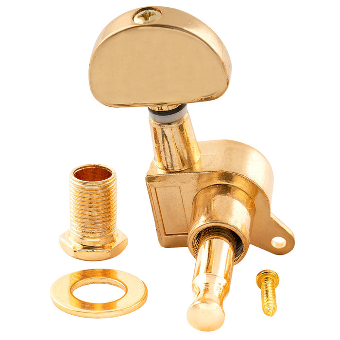 Musiclily Basic R15A Singolo Rapporto 15:1 Testata Macchina Intera Sigillata per Accordatura Lato Treble con Pulsante a Mezzaluna per Chitarra Acustica Elettrica