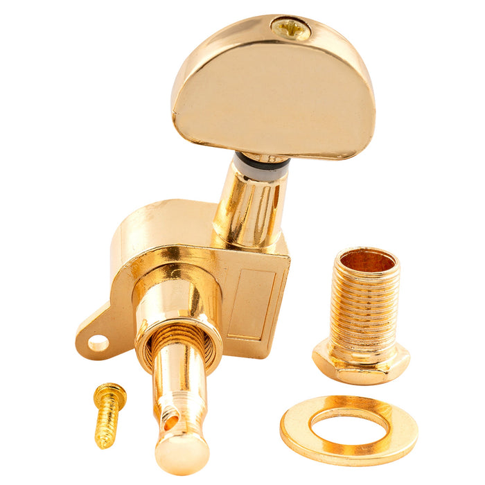 Musiclily Basic R15A Singolo Rapporto 15:1 Testata Macchina Intera Sigillata per Accordatura Lato Basso con Pulsante a Mezzaluna per Chitarra Acustica Elettrica