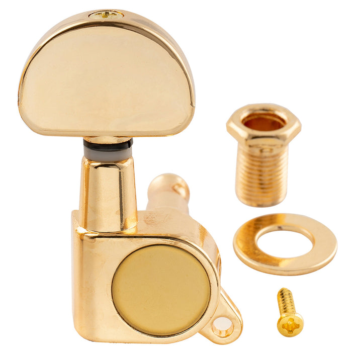 Musiclily Basic R15A Singolo Rapporto 15:1 Testata Macchina Intera Sigillata per Accordatura Lato Basso con Pulsante a Mezzaluna per Chitarra Acustica Elettrica