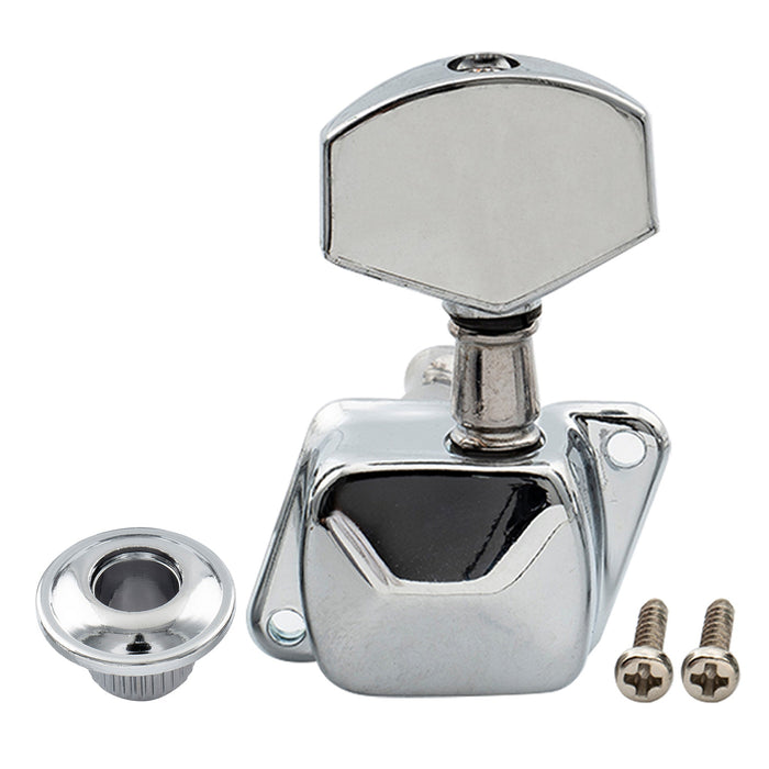 Musiclily Basic R15A Singolo Rapporto 15:1 Mezzo Chiuso Testata Macchina per Accordatura Lato Treble con Pulsante Esagonale Grande per Chitarra Acustica Elettrica