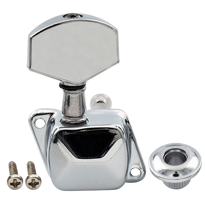 Musiclily Basic R15A Singolo Rapporto 15:1 Mezzo Chiuso Testata Macchina per Accordatura Lato Basso con Pulsante Esagonale Grande per Chitarra Acustica Elettrica