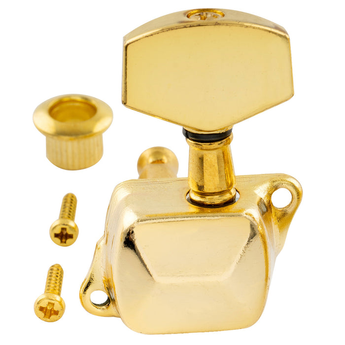 Musiclily Basic R15A Singolo Rapporto 15:1 Mezzo Chiuso Testata Macchina per Accordatura Lato Treble con Pulsante Esagonale Grande per Chitarra Acustica Elettrica