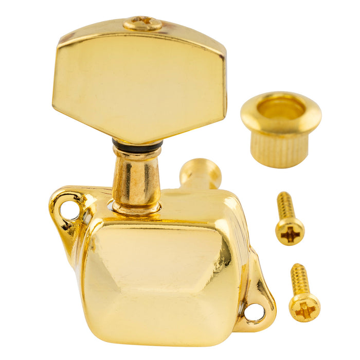 Musiclily Basic R15A Singolo Rapporto 15:1 Mezzo Chiuso Testata Macchina per Accordatura Lato Basso con Pulsante Esagonale Grande per Chitarra Acustica Elettrica