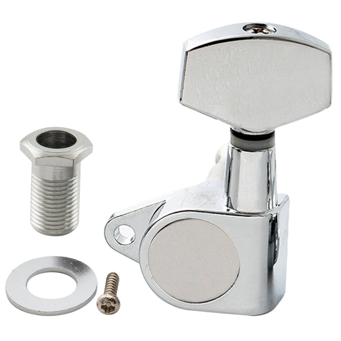 Musiclily Basic R15A Singolo Rapporto 15:1 Testata Macchina Intera Sigillata per Accordatura Lato Treble con Pulsante Esagonale Grande e Vite ad Angolo Retto per Chitarra Acustica Elettrica