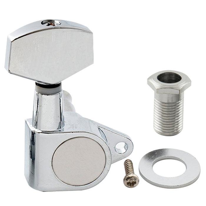 Musiclily Basic R15A Singolo Rapporto 15:1 Testata Macchina Intera Sigillata per Accordatura Lato Basso con Pulsante Esagonale Grande e Vite ad Angolo Retto per Chitarra Acustica Elettrica